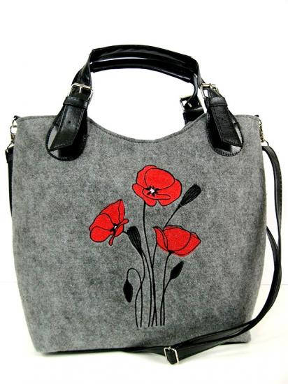 Kabelka Excent sv. šedá vlčí máky